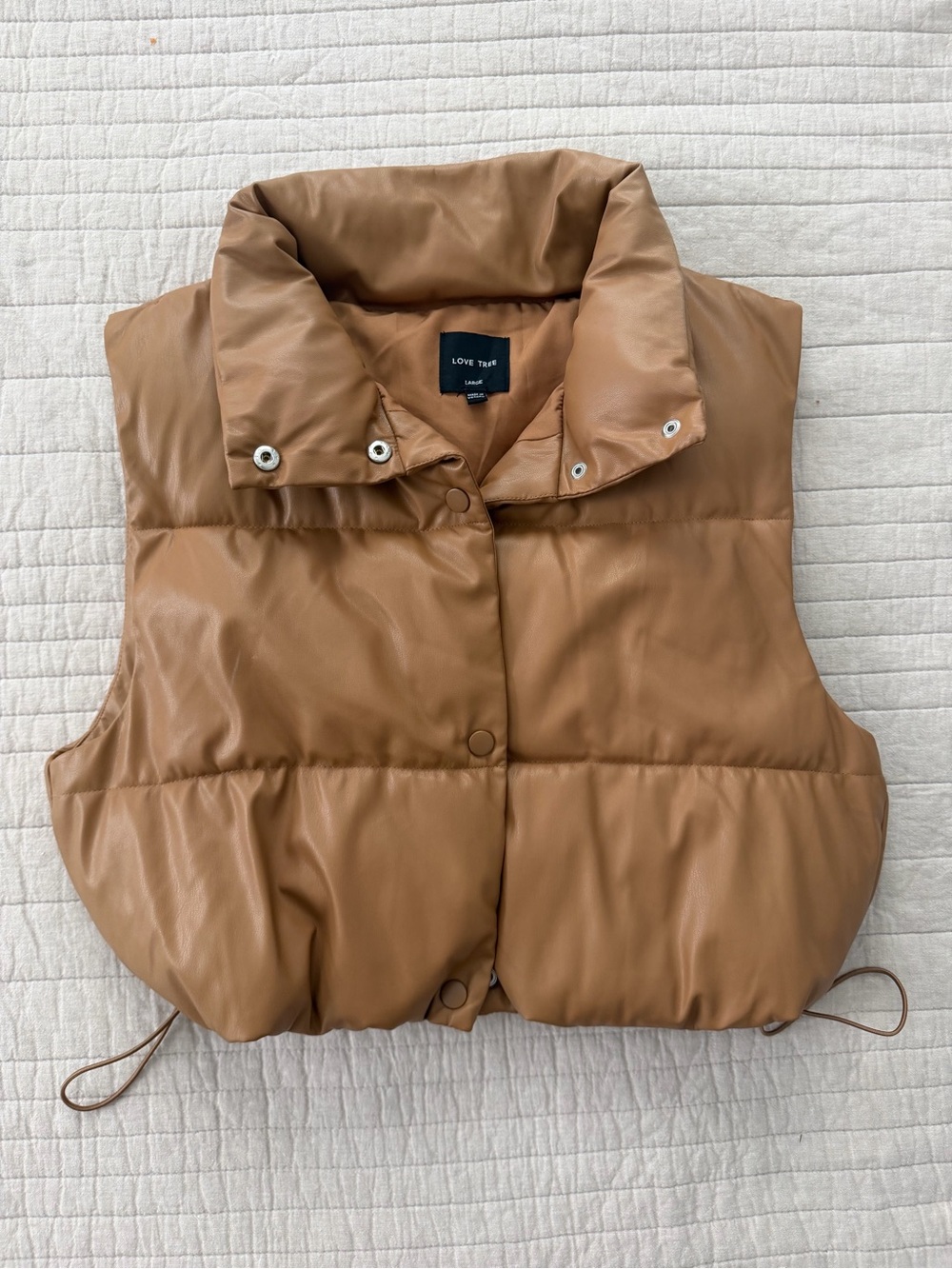 Love Tree Tan Cropped Puffer Vest